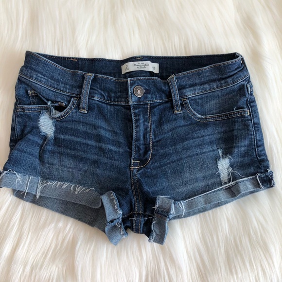 Abercrombie & Fitch Pants - Low rise dark wash cuffed shorts